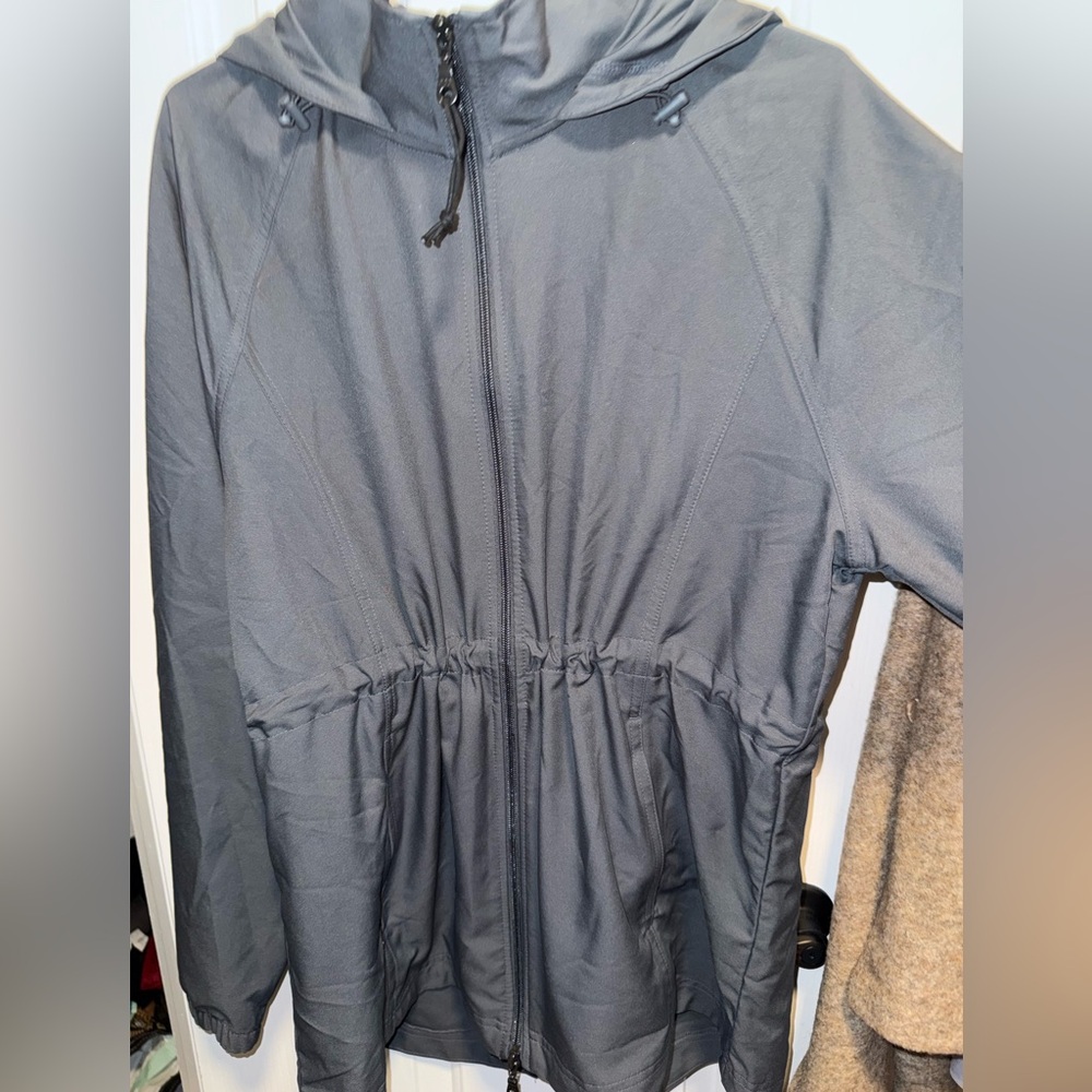 Kirkland Signature Women Dark Gray Hooded Anorak Jacket Large Water Resistant - Picture 11 of 14